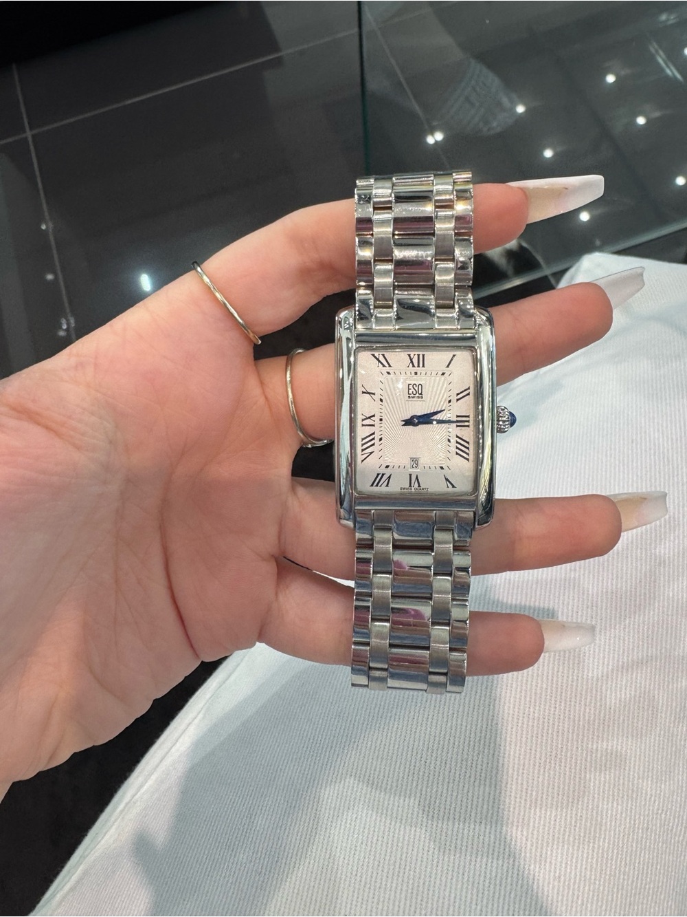 ESQ by Movado Filmore Stainless Steel Rectangular Swiss Quartz Tank Watch